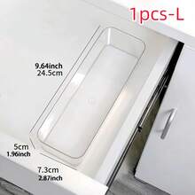 Bộ 1/4/8 hộp đựng đồ trong suốt đơn giản, hộp đựng vật dụng nhỏ, hộp đựng mỹ phẩm và dụng cụ trang điểm, hộp sắp xếp ngăn kéo. - Trong sáng - Xem 10