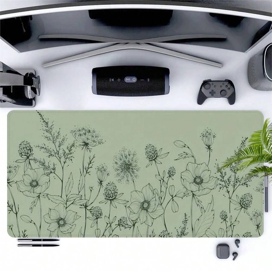 1 tấm lót bàn phong cách Bohemian tối giản, màu xanh lá cây nhạt, tấm lót chuột họa tiết hoa lớn, tấm lót bàn cỡ lớn, tấm lót máy tính tối giản dễ thương, tấm lót chuột kê cổ tay mềm mại, đồ dùng học tập, đồ dùng văn phòng Halloween, phụ kiện bàn làm việc, tấm lót chuột bàn làm việc