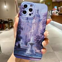 2026 nueva funda de teléfono esmerilada, funda de teléfono con impresión de castillo y fuente para  17 14 Pro Max  17 13 Pro  17 12  17 11  Galaxy S23 S22 S21 S20 S10 protector de teléfono funda de pareja regalo para novio novia día de San Valentín regalo de cumpleaños - Blanco antiguo - Ver 4