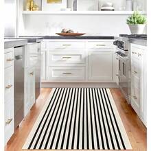 IOHOUZE Black Beige Striped Rug -4'x6' Front Door Rugs Outdoor, Washable Area Rug For Double Front Porch, Large Patio Rug Outdoor Indoor, Doormat For Entryway Porch Entrance,One-Size,LightBeigeFFBlackssstripe4x6Rectangular - LightBeigeFBlacksstripe4x6Rectangular - View 3