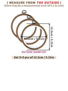 Bộ 3 khung thêu chữ thập tròn kiểu cổ điển, làm thủ công, chất liệu ABS và PVC cao cấp, thiết kế vân gỗ giả và móc treo kim loại, có 7 kích cỡ, cũng có thể dùng làm khung ảnh hoặc vật trang trí. - màu nâu - Xem 13