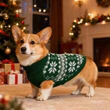 Maple Leaf & Snowflake Holiday Pet Sweater, High Collar Knitted Pullover For Dogs & Cats, Winter Jacket, Stylish Pet Coat, Be A Cute Puppy - Multicolor - View 8