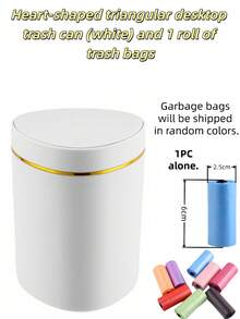 Heart-Shaped Triangular Desktop Trash Can, Thick PP Material For Home Use, Pedal-Operated Flip Lid, Large Opening Triangular Desktop Trash Can, Waste Paper Basket, Plastic Office Desk Trash Can, Smooth Design Prevents Odor Leakage, Can Be Used To Store Fruit Peels And Paper Scraps On The Desktop, Keep The Desktop Clean, Suitable For Bathroom, Home Office Desk Decor, Coffee Table, Office, Living Room, Covered Mini Plastic Trash Can, Also Suitable For Home Dining Table. - Multicolor - View 15