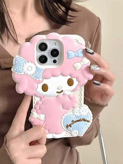 SANRIO 【三丽鸥品牌】时尚创意三丽鸥卡通人物粉色旋律硅胶防水防震手机壳，可爱时尚，兼容 17系列、11/12/12 Pro、13/14/15、13 Pro/14 Pro/15 Pro、12 Pro Max/13 Pro Max/14 Pro Max/15 Pro Max、16、16 Pro、16 Pro Max、17、17 Pro、17 Pro Max