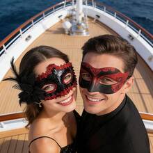 Máscaras de pareja para mascarada, juego de máscaras venecianas de lujo para fiestas, máscaras para fiestas de Navidad y Halloween, máscaras de carnaval y cosplay para hombres y mujeres, máscaras rojas románticas - Conjunto Rojo - Ver 8