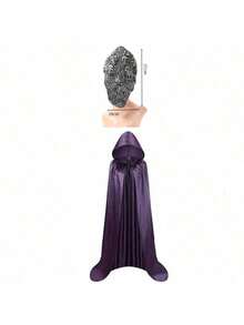 2pcs (Mask + Cape) Scary Skeleton Latex Mask, Masquerade Party, COSPLAY, Haunted House, Role Play - Multicolor - View 5