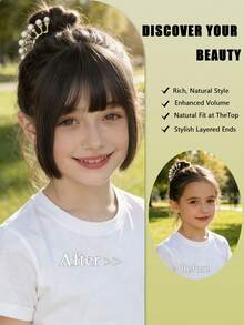Extra Thick Kids Clip-In Bangs - Brown Fringe Set For Girls, Easy &Heat Resistant For Christmas Dress-Up (More Hair, Soft ) - Multicolor - View 3