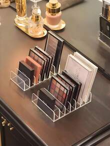 眼影盘化妆品收纳盒 亚克力化妆品收纳盒 7格分隔梳妆台收纳架 抽屉和浴室现代化妆品收纳架 - 無色 - 查看 5