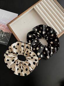 1 chiếc dây buộc tóc cỡ lớn chấm bi cổ điển - Dây buộc tóc bằng vải nhăn cỡ lớn, phụ kiện tóc kiểu retro, vật dụng thiết yếu cho phụ nữ (Dùng hàng ngày/công sở/tiệc tùng | Thiết kế nhăn thủ công), dây buộc tóc, phụ kiện tóc, dây buộc tóc kiểu scrunchy, kẹp tóc đuôi ngựa. - Nhiều màu - Xem 8