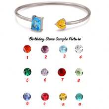 Customized Birthstone Bracelet, Gold Color, Personalized Mother's Bracelet, Inlaid With Exquisite Gemstones, Minimalist Stainless Steel Jewelry, Gift For Best Friend