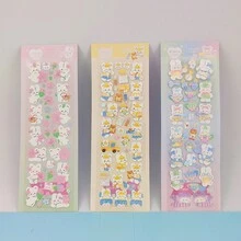 1pc Cute Rabbit Series Stickers, Rainbow Rabbit & Metallic Glitter, Suitable For K-Pop Fandom, Diary Decoration, And Daily Use - Multicolor - View 3