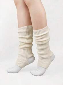 1 đôi tất dệt kim 168N dành cho nữ, thích hợp cho mùa thu/đông, ấm áp và thoải mái, tất nỉ kiểu học sinh JK, có thể dùng làm tất giữ ấm chân và tất múa ba lê. - trắng - Xem 1