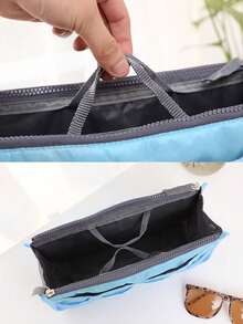 1pc Bag-In-Bag Storage Bag Bag-In-Bag Cosmetic Bag Toiletry Bag Liner Bag, Large Capacity Storage Bag Multi-Functional Liner Bag Double-Layer Zipper Travel Convenient Separation Storage Bag Portable Cosmetics Storage Bag