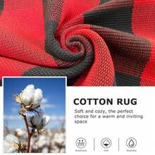 IOHOUZE Christmas Buffalo Plaid Rug 4x6 Ft Outdoor Indoor Rug Red Black Check Washable Area Rug Woven Cotton Checkered Front Porch Mat Christmas Decor For Front Door Entryway Living Room,One-Size,RedandBlack4x6Rectangular - 紅黑相間4x6長方形 - 查看 6