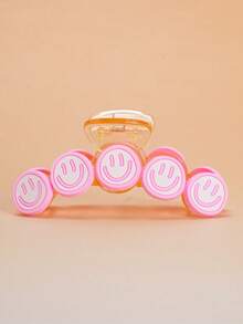 1pc Colorful Smiling Face Hair Claw Clip, Suitable For Girls, Dopamine Colorful Hair Claw, Daily Wear - Multicolor - View 1