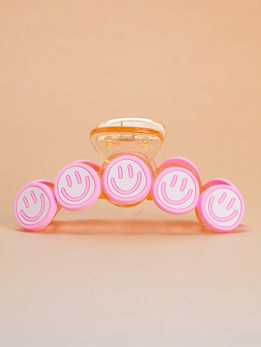 1pc Colorful Smiling Face Hair Claw Clip, Suitable For Girls, Dopamine Colorful Hair Claw, Daily Wear - Multicolor - View 1