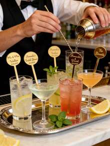 1/10/20pcs Personalised Round Drink Stirrers Acrylic Stir Sticks Wedding Decorations Custom Cocktail Swizzle Sticks Bar Drinks Mixing Bachelorette Party Cocktail Stirrer Swizzle Decorations 1pc Anti-Mold, Drink Stirrers, Personalised Stirrers, Cocktail Stick, Personalised Drink Swivel, Reusable Exquisite, Stylish, Fashionable, Vintage, Contracted Custom - Multicolor - View 3