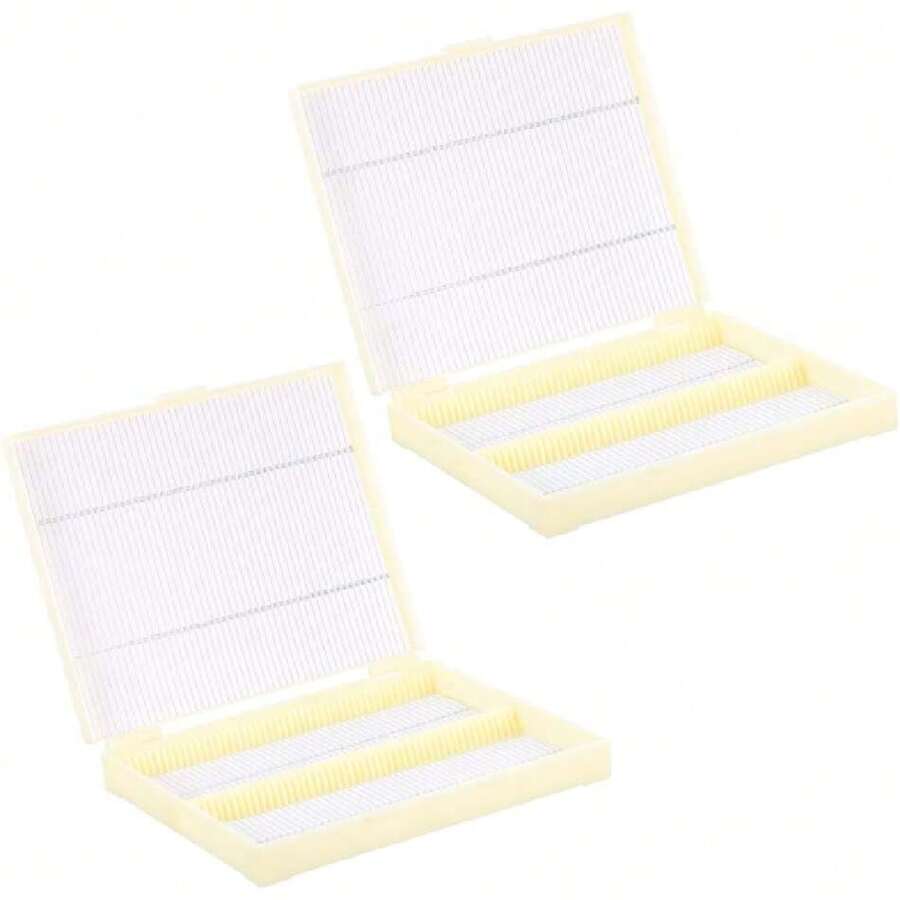 ABS Plastic Storage Box, 2 Units, 100 Numbered Slots, Buckle Closure For Organized Storage Of Laboratory Slides, 36981615 - 墨綠色 - 查看 1