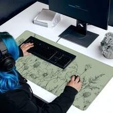 1pc Minimalist Bohemian Style Desk Mat, Sage Green Desk Pad, Large Floral Mouse Pad, Extra Large Extended Desk Mat, Cute Minimalist Computer Pad, Soft Wrist Rest Mouse Pad, Back To School Supplies, Halloween Office Supplies, Desk Accessories, Desk Mouse Pad - Multicolor - View 5