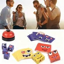 1 Set - Juego de Cubo Cambia Caras, Oferta Especial Uzzle, Versiones en Chino/Inglés, Juego de Cubo Cambia Caras, Rompecabezas de Emparejamiento de Expresiones, Juego de Bloques de Construcción, Juguete Educativo, Juego de Mesa Familiar - Multicolor - Ver 3