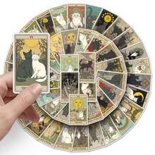 72pcs Vintage Cat Tarot Card Stickers For Scrapbooking, Luggage, DIY Phone Case, Room Decor, Creative Sticker Scrapbook Supplies Funny Stickers Laptop Stickers Kindle Phone Stickers - Multicolor - View 4