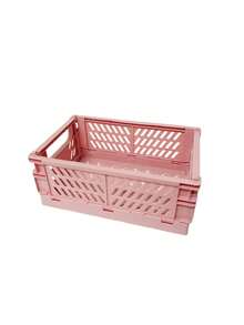 1pc Large Capacity Stationery & Toy Storage Basket, Desktop Cosmetic Organizer Box, Plastic Storage Basket, Foldable Clutter Organizer Box With Handle, Stackable, Art Supplies Storage Box - Multicolor - View 12