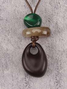 1 chiếc vòng cổ hạt hình bầu dục bất đối xứng, vòng cổ dây dài thời trang, quà tặng cho bạn gái, mẹ, sinh nhật, ngày Valentine. - Hình bầu dục không đều + hạt cườm - Xem 7