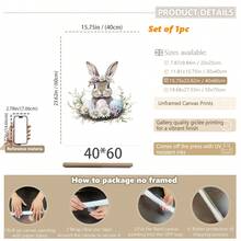 1PC Canvas Wall Art_Nursery Decor Printed Rabbit Burrow Motif, Watercolour Easter Art, Rabbits With Flowers, Spring Blossoms, Farm Animals, Easter Egg Design, Rabbit Garland - Framed Nursery Wall Art Perfectly Suited For Children's Room Decor, Playroom Decor Children's Room Decor Nursery Decor Daycare Decor Girls' Bedroom Girls' Room Decor Children's Room Decor Boys' Bedroom Boys' Room Decor Girls' Bedroom Decor