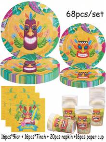 The Hawaii Themed Disposable Paper Tray Set Includes 9-Inch And 7-Inch Paper Cups And Napkins. Suitable For Various Occasions Such As Clubs, Parties, Picnics, Weddings, Family Banquets, And Party Supplies. Suitable For Kitchen And Dining Room Decoration, As Well As Party Decoration. This Is A Set Of Reception Paper Plates And Disposable Tableware. Weddings And Parties, Design. - Multicolor - View 11