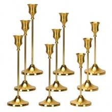3/6/24/9Pcs Candle Holders, Retro Candlestick Set, Metal Tapered Candlesticks With Detachable Candle Holders, For Party And Wedding Table Centerpieces. Romantic Restaurant Tabletop Decorations. Wedding Table Centerpieces, Candle Holders Suitable For Events, Receptions, Birthdays, And Home Decorations. (Candles Not Included) - Multicolor - View 18