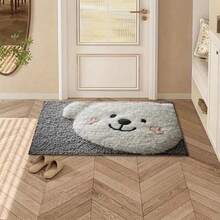 1 covor de baie din microfibră cu model de ursuleț alb mic, antiderapant și super moale, preș de ușă, covoraș de absorbție a apei pentru baie, lavabil la mașină, cu fir scurt, spate TPR, material tricotat, pentru baie, dormitor, bucătărie, intrare, utilizare în interior și exterior, accesorii și decor pentru baie, cadou perfect pentru casă nouă. - Multicolor - Vizualizare 8