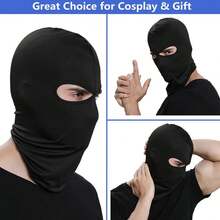 Set de 3 máscaras faciales térmicas de doble orificio para hombres - Cobertura completa de la cara en negro y blanco, adecuada para esquiar, ciclismo y deportes al aire libre durante todo el año | Tela de poliéster resistente al viento y bloqueadora de rayos UV | Máscara facial deportiva casual para todas las estaciones con cobertura completa de la cara - Multicolor - Ver 6