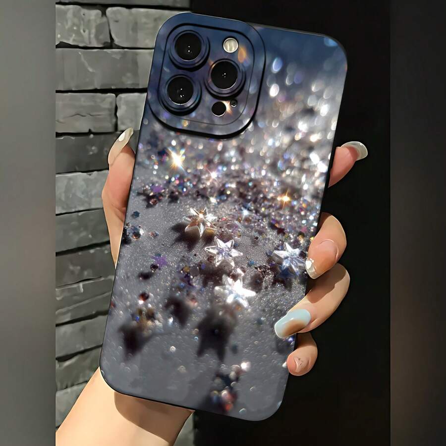 2026 nueva funda de teléfono esmerilada, funda de teléfono con estampado de estrellas brillantes para 17 14 Pro Max, 17 13 Pro, 17 12, 17 11, protector de teléfono Galaxy S23 S22 S21 S20, regalo de funda de teléfono para pareja, regalo de vacaciones para novio y novia - Blanco antiguo - Ver 1