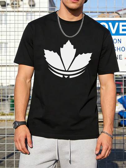 Men's Casual Solid Color Short Sleeve Sports T-Shirt, Summer