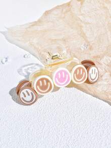 1pc Colorful Smiling Face Hair Claw Clip, Suitable For Girls, Dopamine Colorful Hair Claw, Daily Wear - Multicolor - View 10