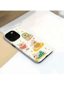 Funda de Teléfono SamsungA Dos en Uno con Diseño de Suéter de Viento y Cachorro, Compatible con iPhone 16 Pro Max, 12, 13, 14 y 15 Pro Max.Ofrece una sensación premium, protección contra caídas y un estilo de dibujo animado creativo, con un diseño de lente elevada para la protección de la cámara, asegurando durabilidad y protección mejorada. - Blanco - Ver 3