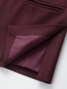 Women's Solid Color Lapel NeckTie Blended Jacket Spring - Burgundy - View 5