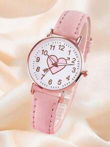 3pcs/Set Creative & Fresh Women's Round Dial Quartz Watch, Rose Gold Quartz Watch With Pink Leather Strap, Suitable For Women's Daily Wear Or Gift, Ideal For Christmas, Valentine's Day, Ramadan, Eid, Carnival - White - View 3