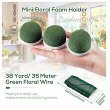 12 Pcs Mini Round Floral Foam Holder With Green Floral Wire Floral For Fresh Flowers Green Floral Foam For Table Wedding Wine Bottle Decor - xanh quân đội - Xem 6