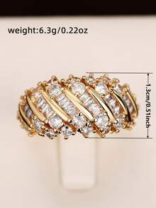 1枚奢华立方氧化锆戒指，女士婚礼订婚派对珠宝，情人节礼物 - 1# - 查看 7