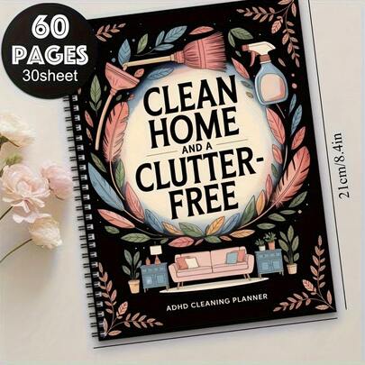 1 Book Aesthetic ADHD Cleaning Plan Spiral Notebook - Premium Travel Journal, Ideal For Home And Office Use, Perfect Gift For Friends And Colleagues - Weekly/Monthly