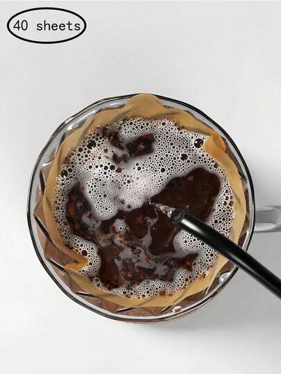 40pcs V02 Drip Coffee Filter Papers, V-Shaped Solid Color Coffee Filter Papers, Improved V02 Size Design Funnel-Shaped Filter Papers, Easy To Use Conical Filter Papers, Natural Paper Coffee Filter Papers, Suitable For Hand-Drawn And Drip Coffee Makers, Applicable To Brewing Equipment