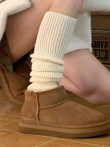 1 đôi tất dệt kim 168N dành cho nữ, thích hợp cho mùa thu/đông, ấm áp và thoải mái, tất nỉ kiểu học sinh JK, có thể dùng làm tất giữ ấm chân và tất múa ba lê. - trắng - Xem 3