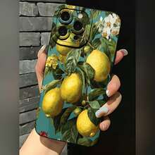 2026 nueva funda de teléfono esmerilada, funda de teléfono con estampado floral de limón para  17 15 Pro Max  17 14 Pro  17 13  Galaxy S23 S22 S21 funda de protección para teléfono, funda de pareja, regalo para novio novia, regalo de vacaciones - Azul Klein - Ver 3