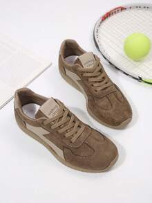 2026 Spring/Autumn Women's Casual Sneakers, Patchwork Design Flat Shoes, Comfortable For Daily Wear, Suitable For Students, Versatile White Shoes, Retro Style Athletic Shoes