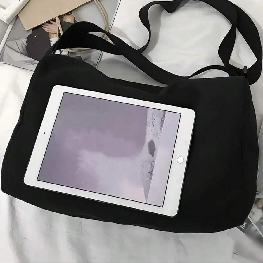 Large Capacity Lunch Bag, Casual Fashion Handbag, Portable Messenger Bag, Student Backpack, Large Capacity Multi-Function Shoulder Bag, Solid Color Minimalist Fashion Commuter Bag, Can Fit Lunch Box, Books And Laptop Crossbody Bag. - Multicolor - View 1