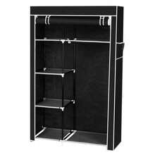 Black 64" Portable Closet Wardrobe With Shelves - Sturdy Clothes Rack Storage Organizer For Home Dorm Bedroom - 預設 - 查看 3