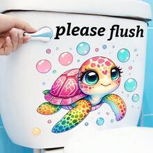 1pc Underwater Adventure Toilet Seat Decal - Cute Cartoon Sea Turtle & Ocean Scene, Removable Sticker, Kids Bathroom Makeover Sticker Set - Ocean Theme Vinyl Decal For Toilet Lid And Walls, Unique Bathroom Gift Idea - Playful Sea Turtle Toilet Seat Sticker, Self-Adhesive Decoration, Ideal For Pet Lovers And Coastal Homes - Multicolor - View 5