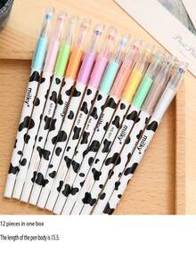 12支/套 奶牛图案 0.38mm 中性笔（多色） - 彩色 - 查看 4