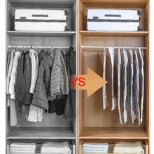 家用悬挂式真空压缩袋，大容量真空收纳袋，适用于衣物、床上用品、被褥 - 非常适合女士T恤、裤子、冬装外套、连衣裙、衬衫、连体裤、春季服装 - 查看 4